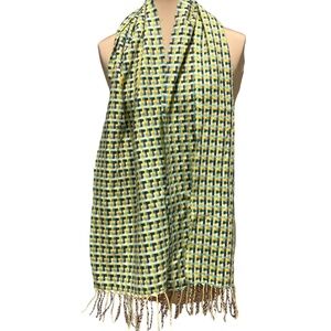 scarf winter 12x45 Mondrian pattern soft beautifully finished vintage multicolor